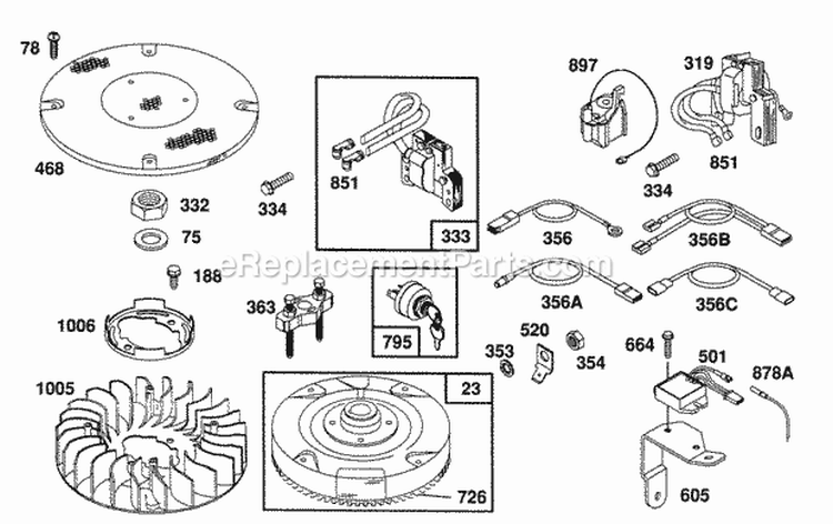 FlywheelFanMisc Electrical Diagram and Parts List for 402707-1116-01  Briggs and Stratton Engine
